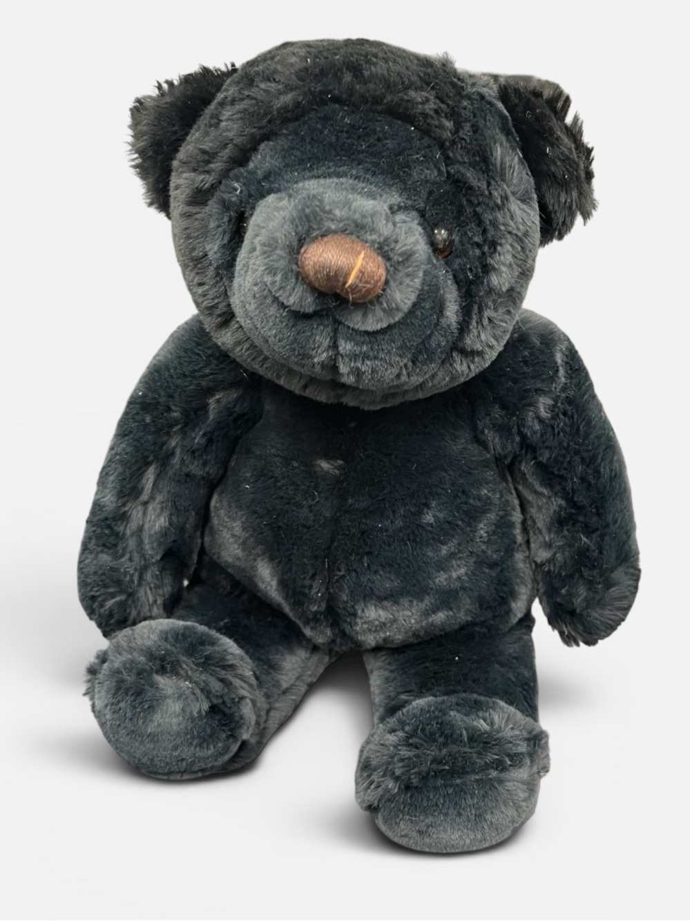 Vintage 17" Gund Velvet Black Teddy Bear Plush 1991 Korea 2239 Stuffed Toy